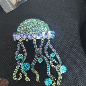 Elegant Blue and Green Brooch